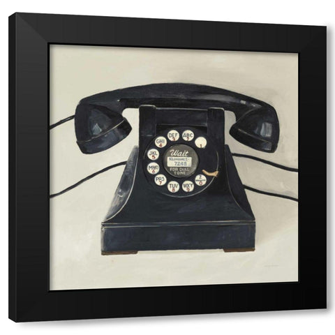 Classic Telephone on Cream Black Modern Wood Framed Art Print with Double Matting by Tillmon, Avery