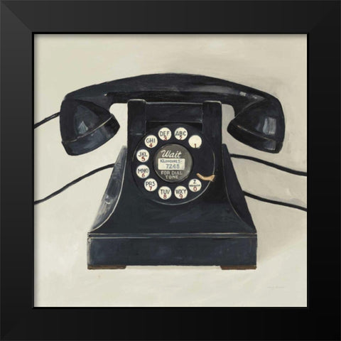 Classic Telephone on Cream Black Modern Wood Framed Art Print by Tillmon, Avery