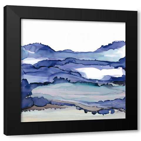 Bluescape II Black Modern Wood Framed Art Print with Double Matting by Paschke, Chris