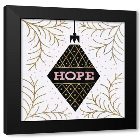 Jolly Holiday Ornaments Hope Metallic Black Modern Wood Framed Art Print with Double Matting by Mullan, Michael