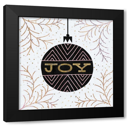 Jolly Holiday Ornaments Joy Metallic Black Modern Wood Framed Art Print by Mullan, Michael