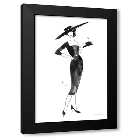 Fashionable Hat Black Modern Wood Framed Art Print with Double Matting by Charro, Mercedes Lopez