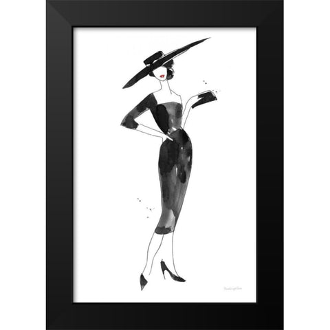 Fashionable Hat Black Modern Wood Framed Art Print by Charro, Mercedes Lopez