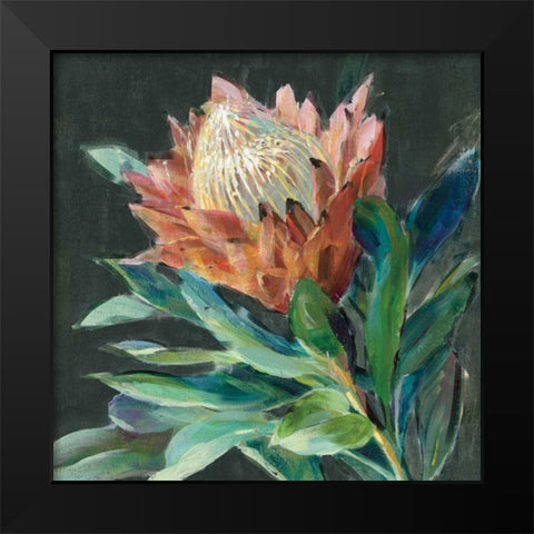 Deep Protea Crop Black Modern Wood Framed Art Print by Nai, Danhui