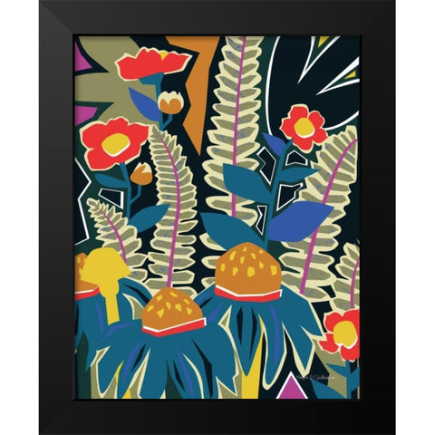 Ferns and Wildflowers II Black Modern Wood Framed Art Print by Gallagher, Megan