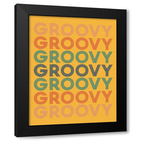 Retro Words I Bright Black Modern Wood Framed Art Print with Double Matting by Wild Apple Portfolio