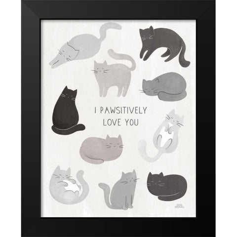 I Pawsitively Love You Black Modern Wood Framed Art Print by Marshall, Laura