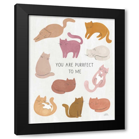 You are Purrfect To Me Black Modern Wood Framed Art Print with Double Matting by Marshall, Laura
