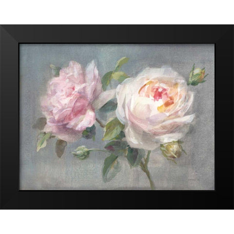 Lovely Roses Black Modern Wood Framed Art Print by Nai, Danhui