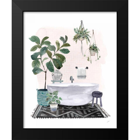 Courtyard Bath No Cat Black Modern Wood Framed Art Print by Panganiban, Karyn