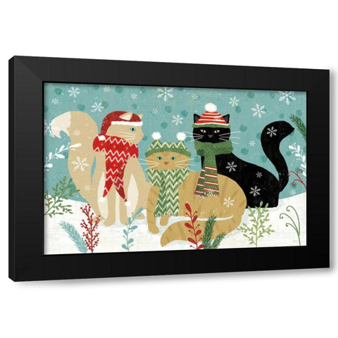 Purrfect Holiday I Black Modern Wood Framed Art Print by Charron, Veronique