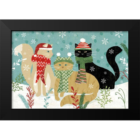 Purrfect Holiday I Black Modern Wood Framed Art Print by Charron, Veronique
