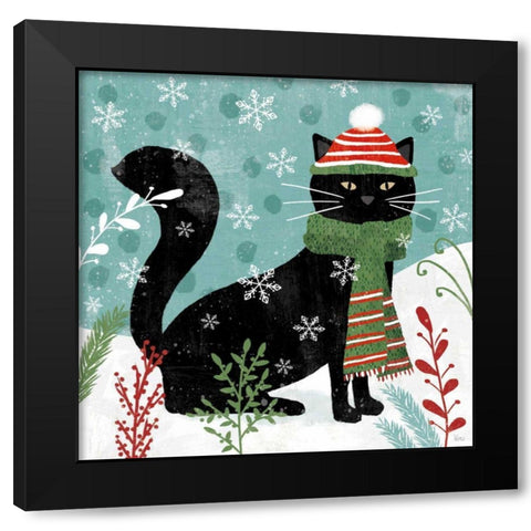 Purrfect Holiday II Black Modern Wood Framed Art Print by Charron, Veronique