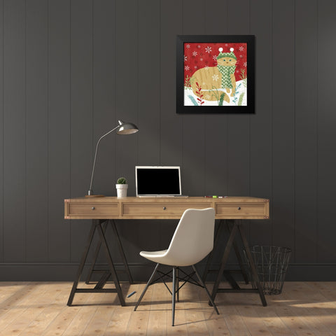 Purrfect Holiday III Black Modern Wood Framed Art Print by Charron, Veronique