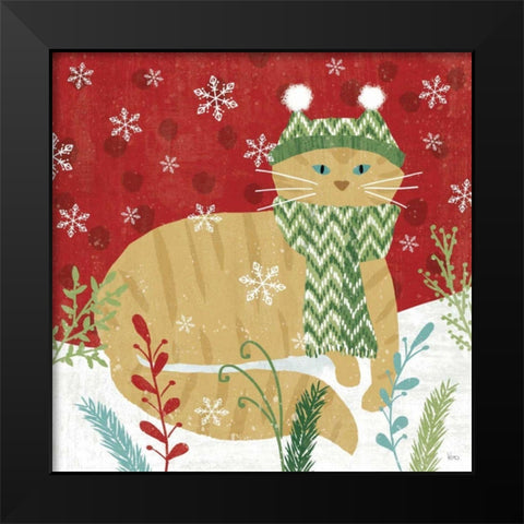 Purrfect Holiday III Black Modern Wood Framed Art Print by Charron, Veronique