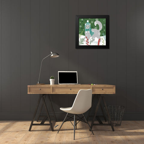 Purrfect Holiday V Black Modern Wood Framed Art Print by Charron, Veronique