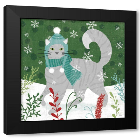 Purrfect Holiday V Black Modern Wood Framed Art Print by Charron, Veronique