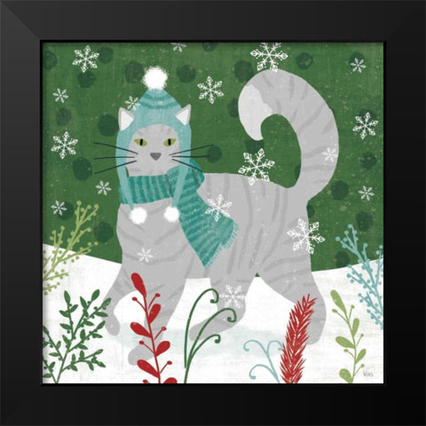 Purrfect Holiday V Black Modern Wood Framed Art Print by Charron, Veronique