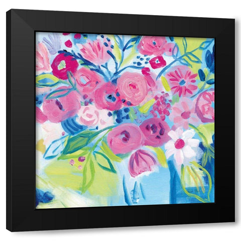 Spring Burst II Black Modern Wood Framed Art Print with Double Matting by Zaman, Farida