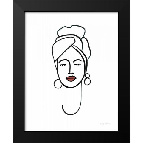 Beauty II Coral Lips Black Modern Wood Framed Art Print by Tillmon, Avery