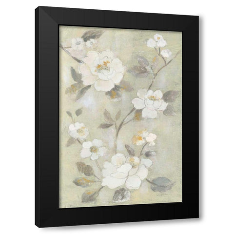 Romantic Spring Flowers I White Black Modern Wood Framed Art Print by Vassileva, Silvia