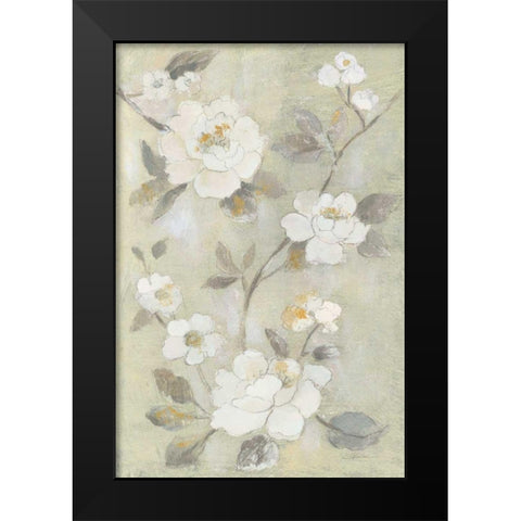 Romantic Spring Flowers I White Black Modern Wood Framed Art Print by Vassileva, Silvia