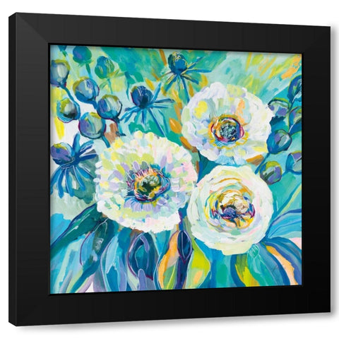 Floral Elation Black Modern Wood Framed Art Print by Vertentes, Jeanette