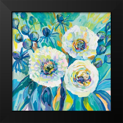 Floral Elation Black Modern Wood Framed Art Print by Vertentes, Jeanette