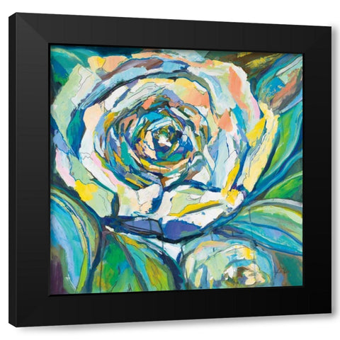 Rose Black Modern Wood Framed Art Print by Vertentes, Jeanette