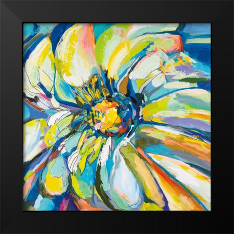 Zinnia Black Modern Wood Framed Art Print by Vertentes, Jeanette