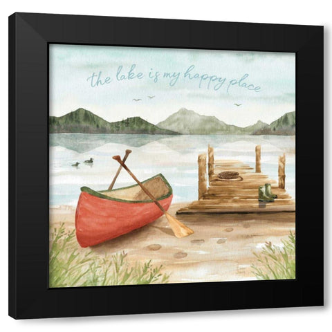 Lake Love III Black Modern Wood Framed Art Print with Double Matting by June, Dina
