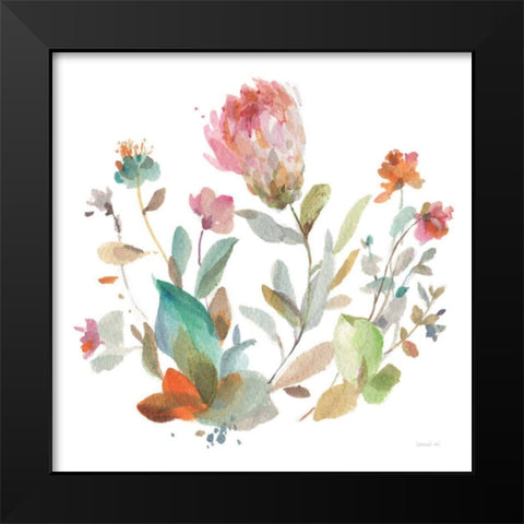 Circle Full of Flowers II Black Modern Wood Framed Art Print by Nai, Danhui