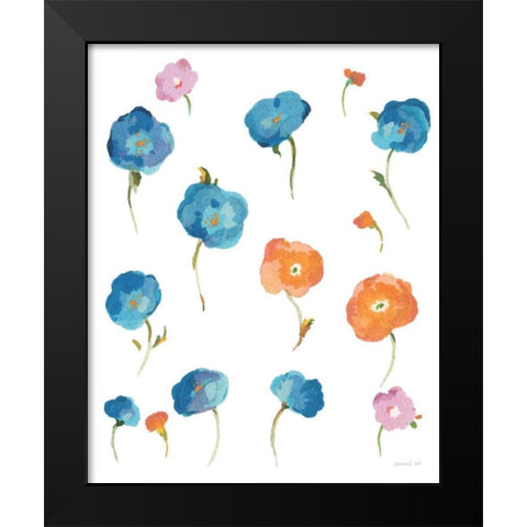 Retro Flowers I Black Modern Wood Framed Art Print by Nai, Danhui