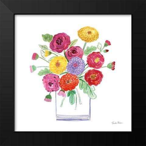 Mums Black Modern Wood Framed Art Print by Zaman, Farida