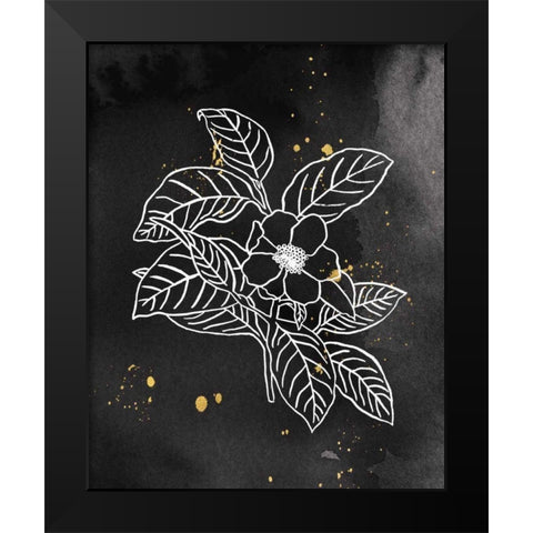 Indigo Blooms I Black Black Modern Wood Framed Art Print by Wild Apple Portfolio