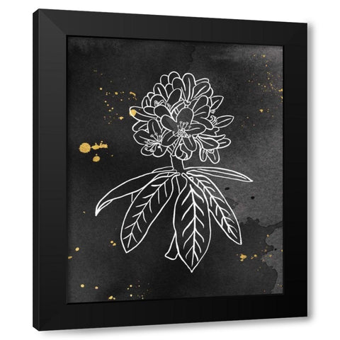 Indigo Blooms II Black Black Modern Wood Framed Art Print with Double Matting by Wild Apple Portfolio