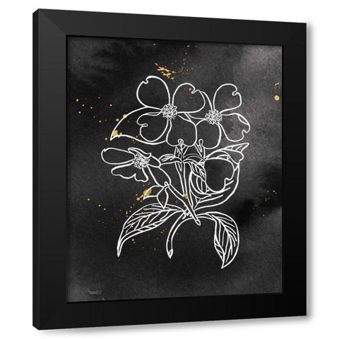 Indigo Blooms III Black Black Modern Wood Framed Art Print with Double Matting by Wild Apple Portfolio
