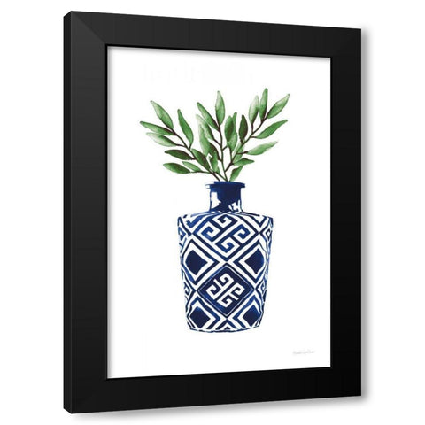 Cobalt Geometric Vases III Black Modern Wood Framed Art Print by Charro, Mercedes Lopez