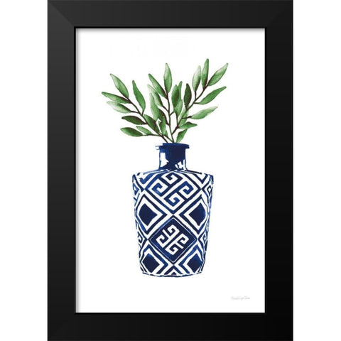 Cobalt Geometric Vases III Black Modern Wood Framed Art Print by Charro, Mercedes Lopez