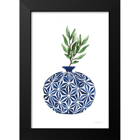 Cobalt Geometric Vases IV Black Modern Wood Framed Art Print by Charro, Mercedes Lopez