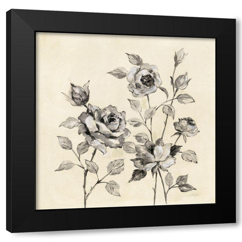 Spring Graphic Floral Black Modern Wood Framed Art Print with Double Matting by Vassileva, Silvia