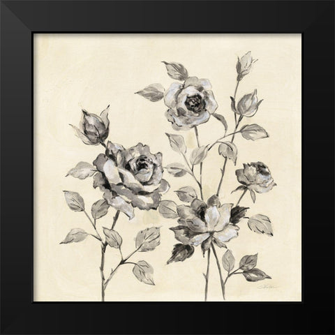 Spring Graphic Floral Black Modern Wood Framed Art Print by Vassileva, Silvia