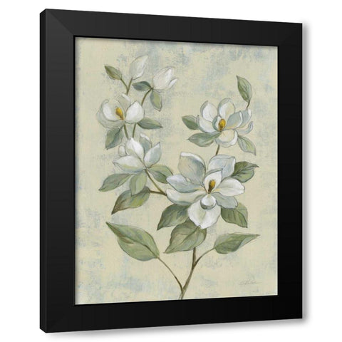 Sage Magnolia Black Modern Wood Framed Art Print by Vassileva, Silvia