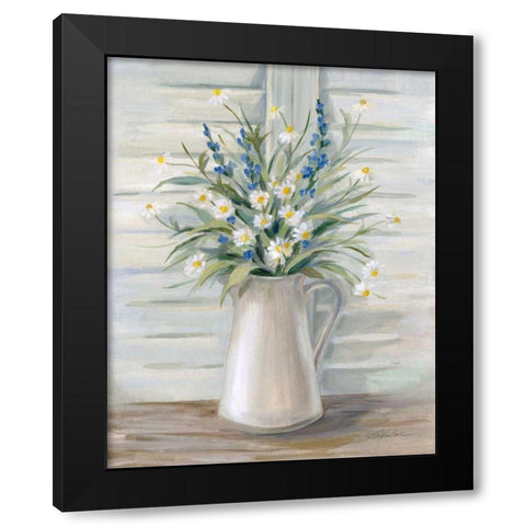 Cottage Windowsill Black Modern Wood Framed Art Print by Vassileva, Silvia