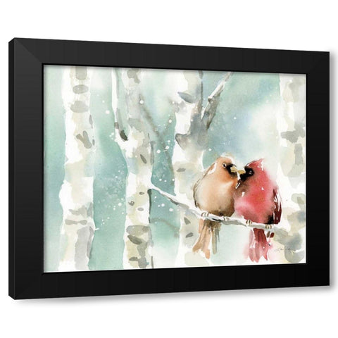 Christmas Cardinals Black Modern Wood Framed Art Print with Double Matting by Pete, Katrina