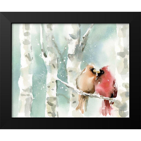 Christmas Cardinals Black Modern Wood Framed Art Print by Pete, Katrina