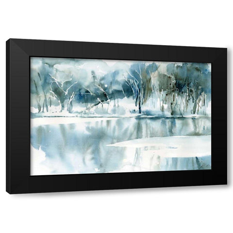 Blue Reflections Black Modern Wood Framed Art Print by Pete, Katrina