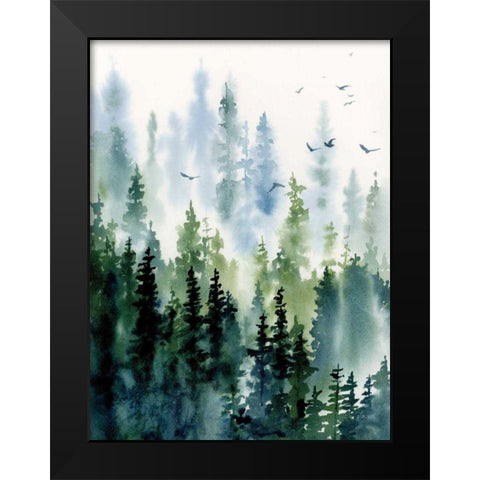 Treeline Black Modern Wood Framed Art Print by Pete, Katrina