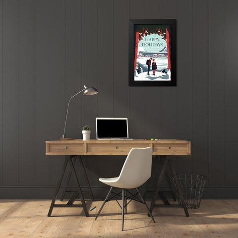 Happy Holidays Black Modern Wood Framed Art Print by Escalante, Omar