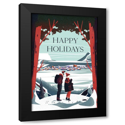 Happy Holidays Black Modern Wood Framed Art Print with Double Matting by Escalante, Omar